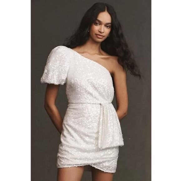 Sachin + Babi Dresses & Skirts - BHLDN Sachin & Babi Elegant White One-Shoulder Dress Size 4,12 ,10